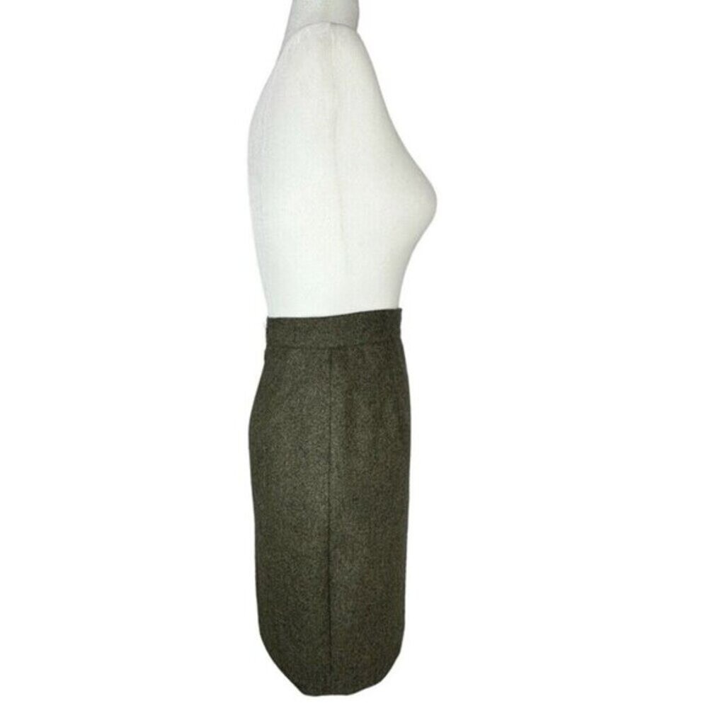 Fendi Olive Green 100% Virgin Wool Pencil Skirt Made in Italy Size FR 38/ US 25