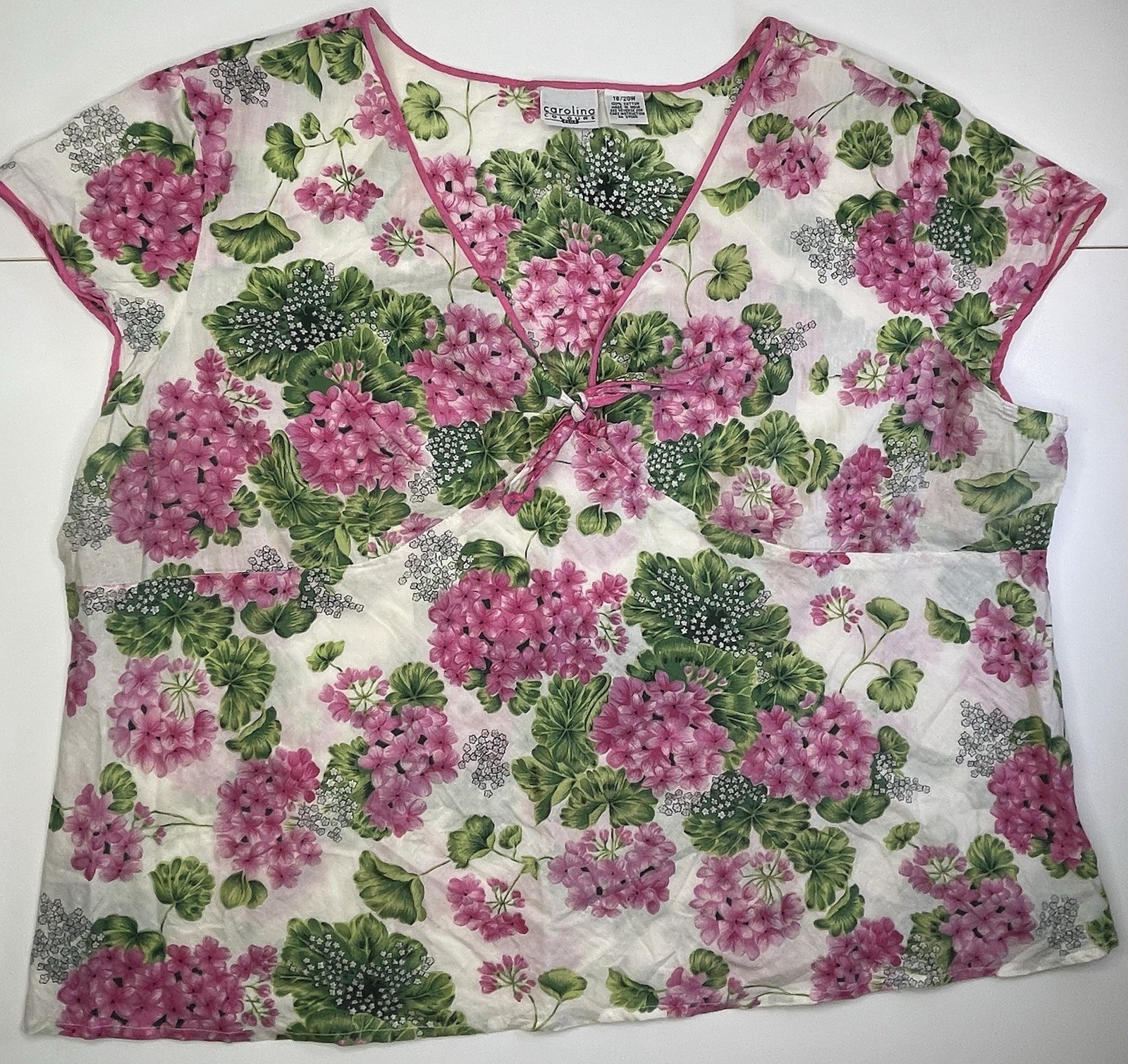 Carolina Colours Summer Blouse Plus Size 18/20W Pink White Floral Vintage