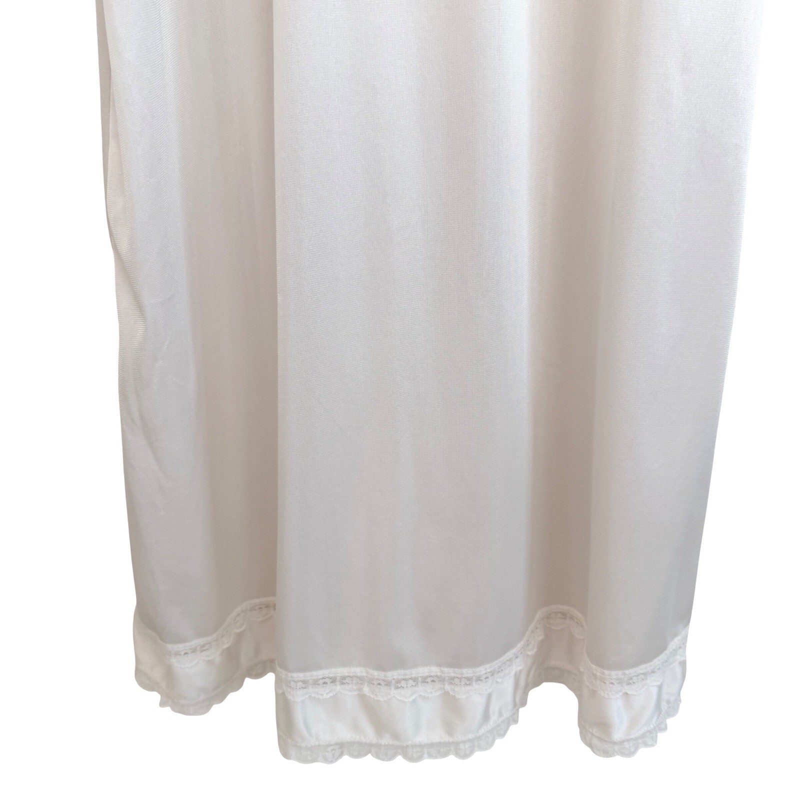 Sears Vintage White Nylon Full Slip Dress Lace Trim Adj Straps Size 34 Coquette