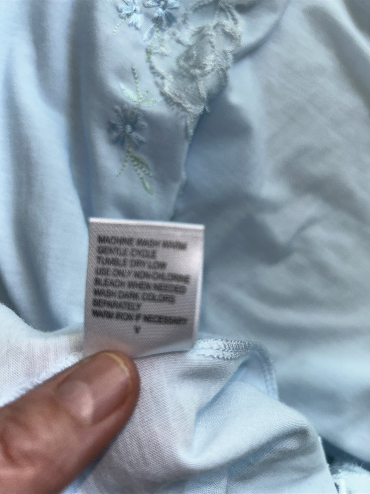 Miss Elaine Robe Pale Blue Lace Embroidery Tie Mid-Length XL #309466L Vintage