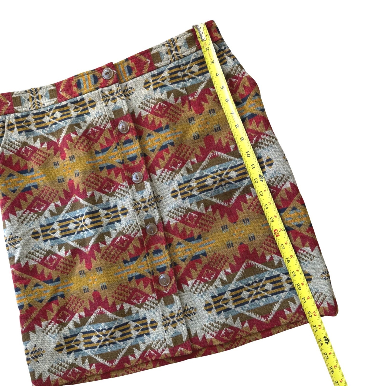 Pendleton Journey West Wool Skirt Western High Waist Button Front Size 16