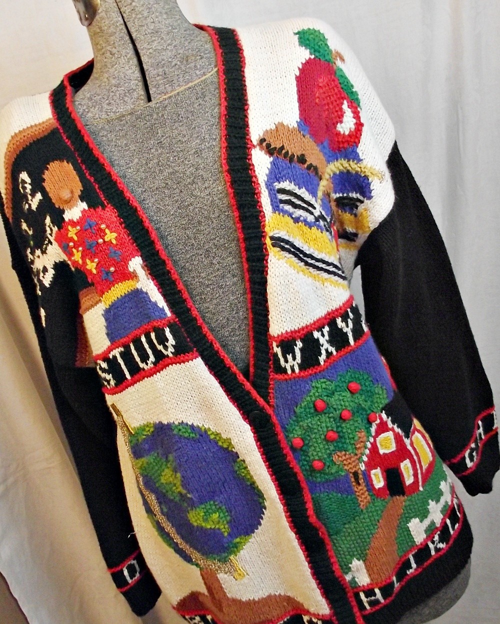 MARISA CHRISTINA Womens Vtg Cottagecore Chunky Cardigan Sweater Teacher School L