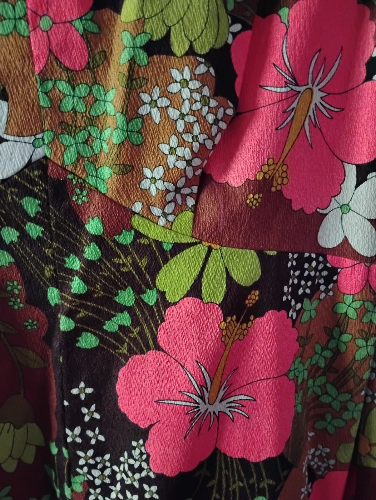 Vtg 60s Hukilau Fashions Hawaiian Barkcloth Maxi Dress 14 Hibiscus Pink Brown