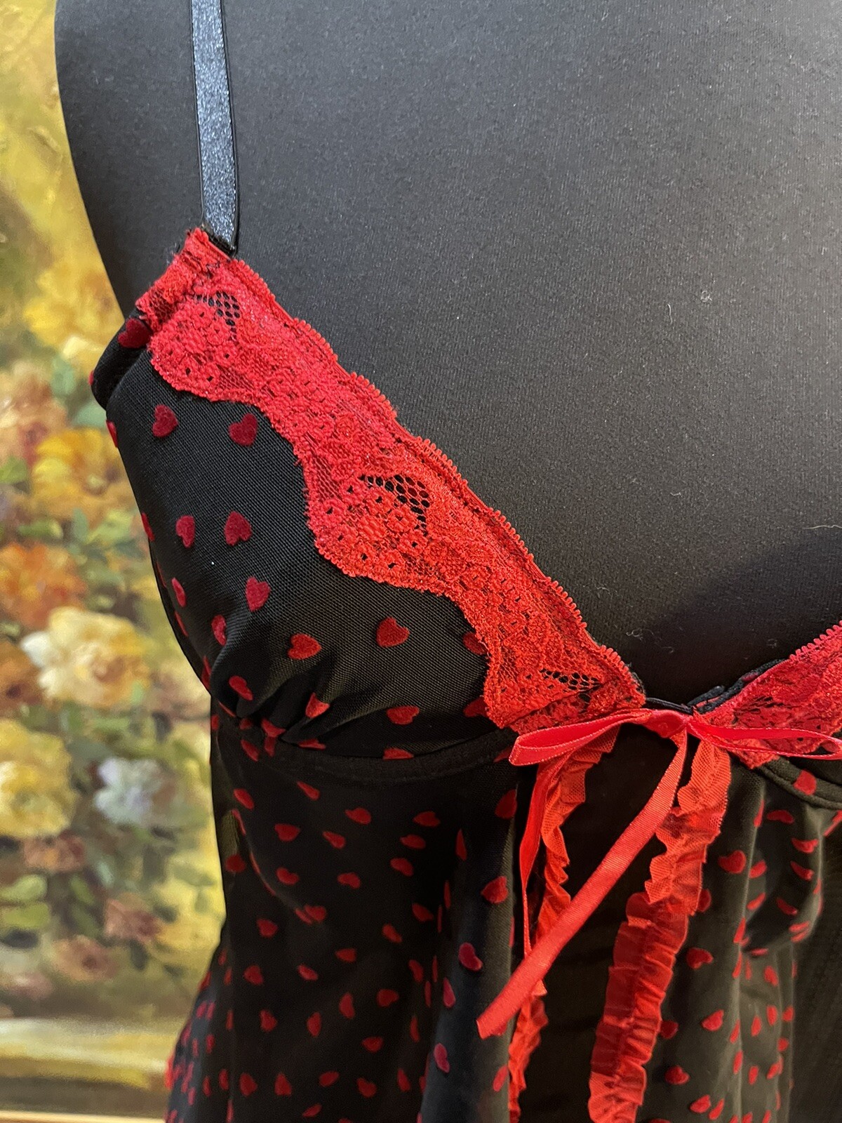 Vintage Y2K Rampage Intimates Bustier Camisole Top Medium Black W Red Trim