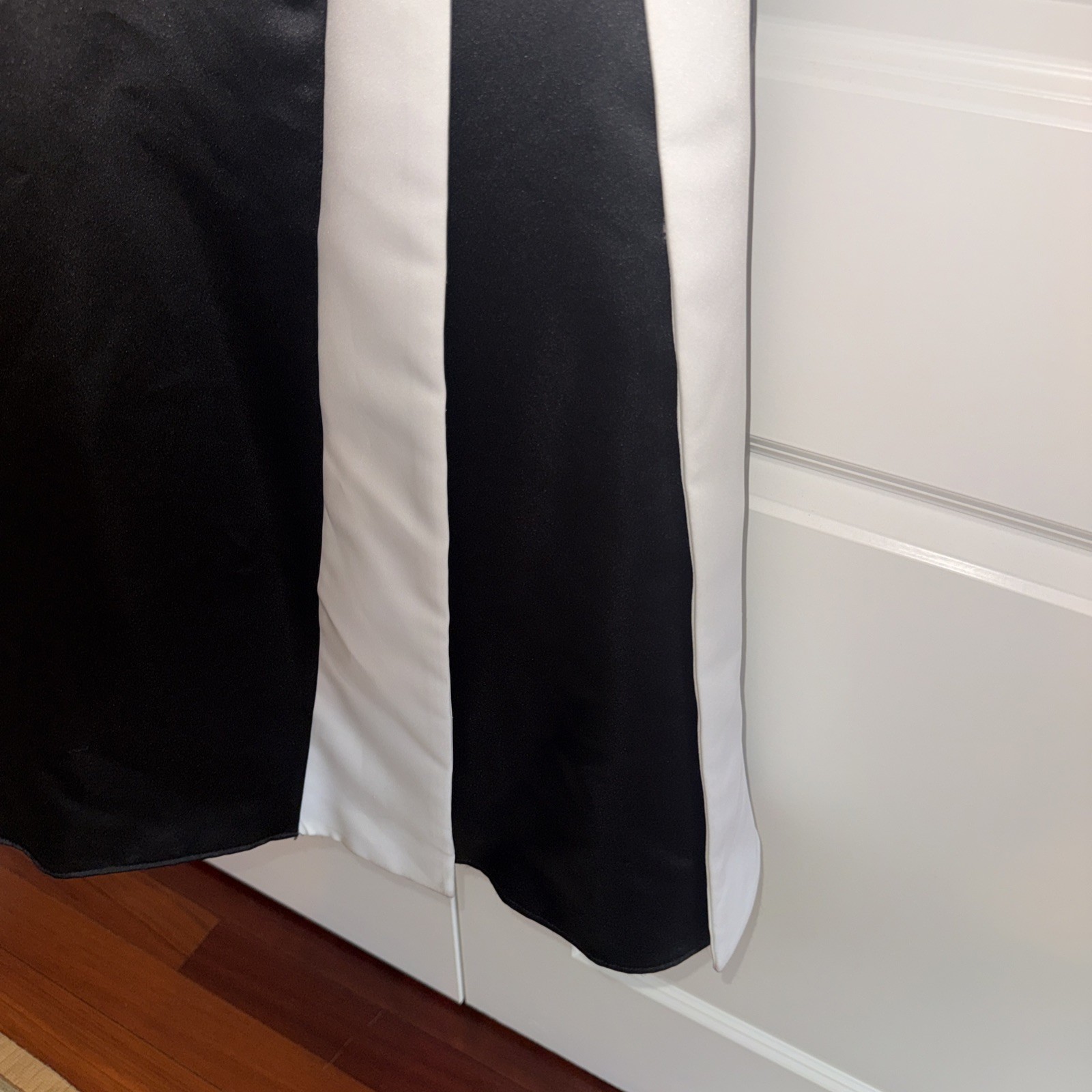 Gunne Sax Jessica McClintock Black White Satin Strapless Formal Dress 1/2