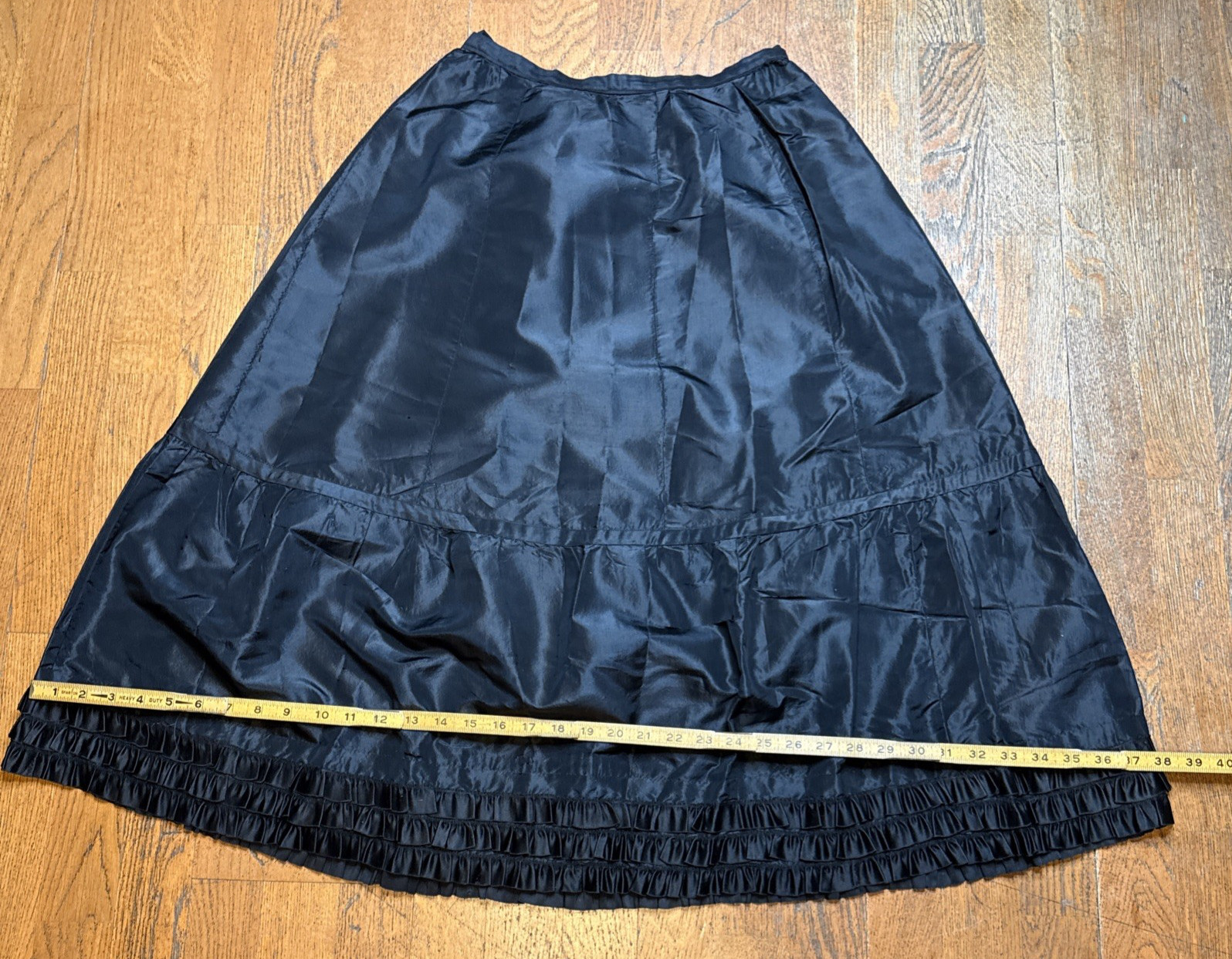 Antique Victorian Wounded Bird Silk Taffeta Petticoat – Pink Selvage – c. 1890