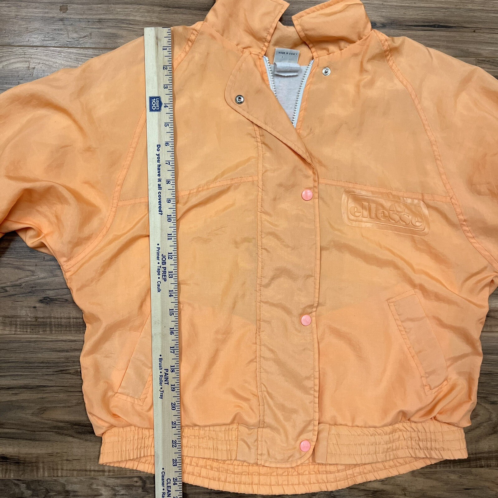 ELLESSE Vtg 80s Orange LINED WINDBREAKER JACKET S All Sports Warm Up Tennis EUC