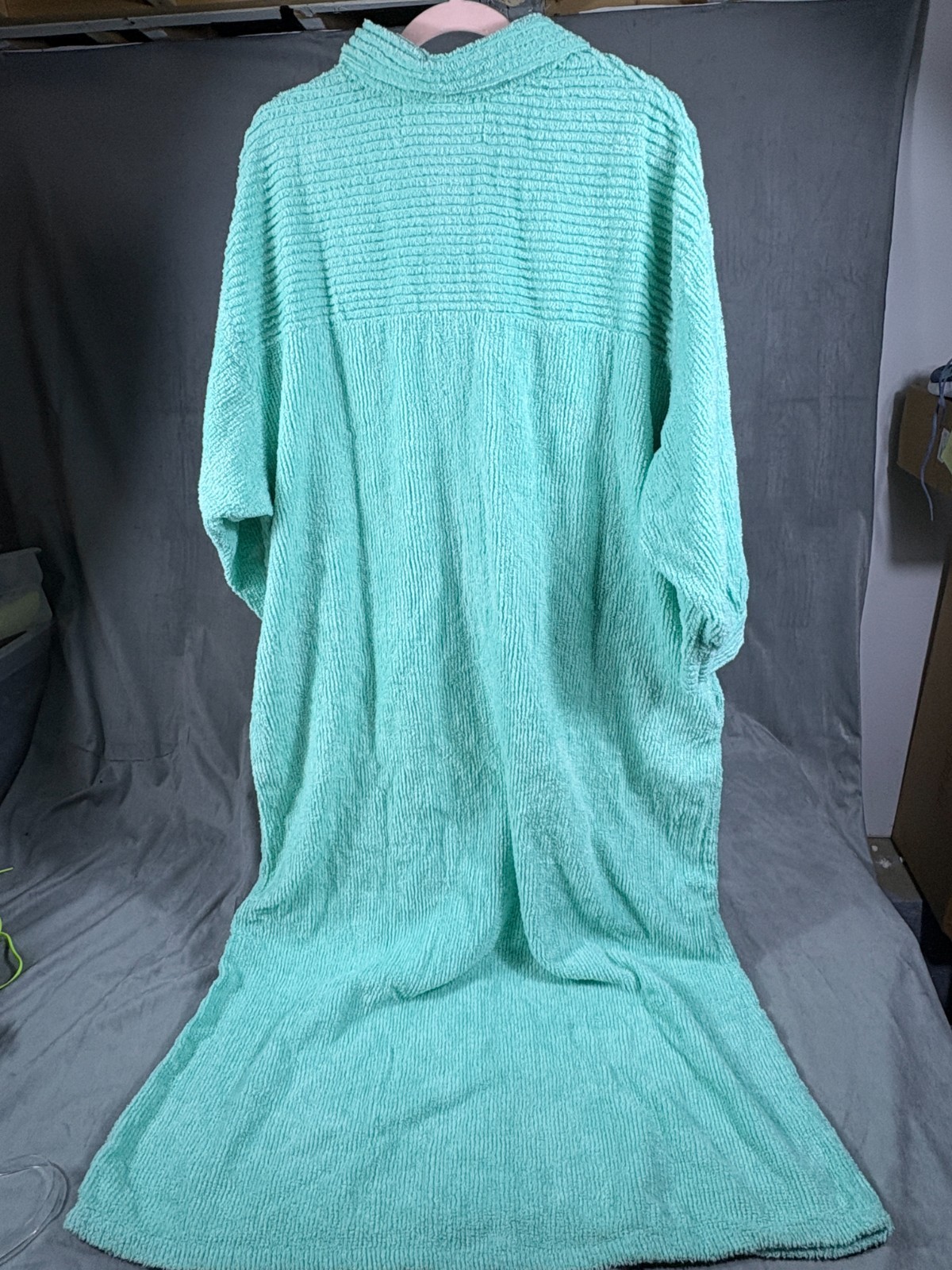 VTG Stan Herman Turquoise Chenille Robe House Coat 1/2 zip Pockets XL P NWT