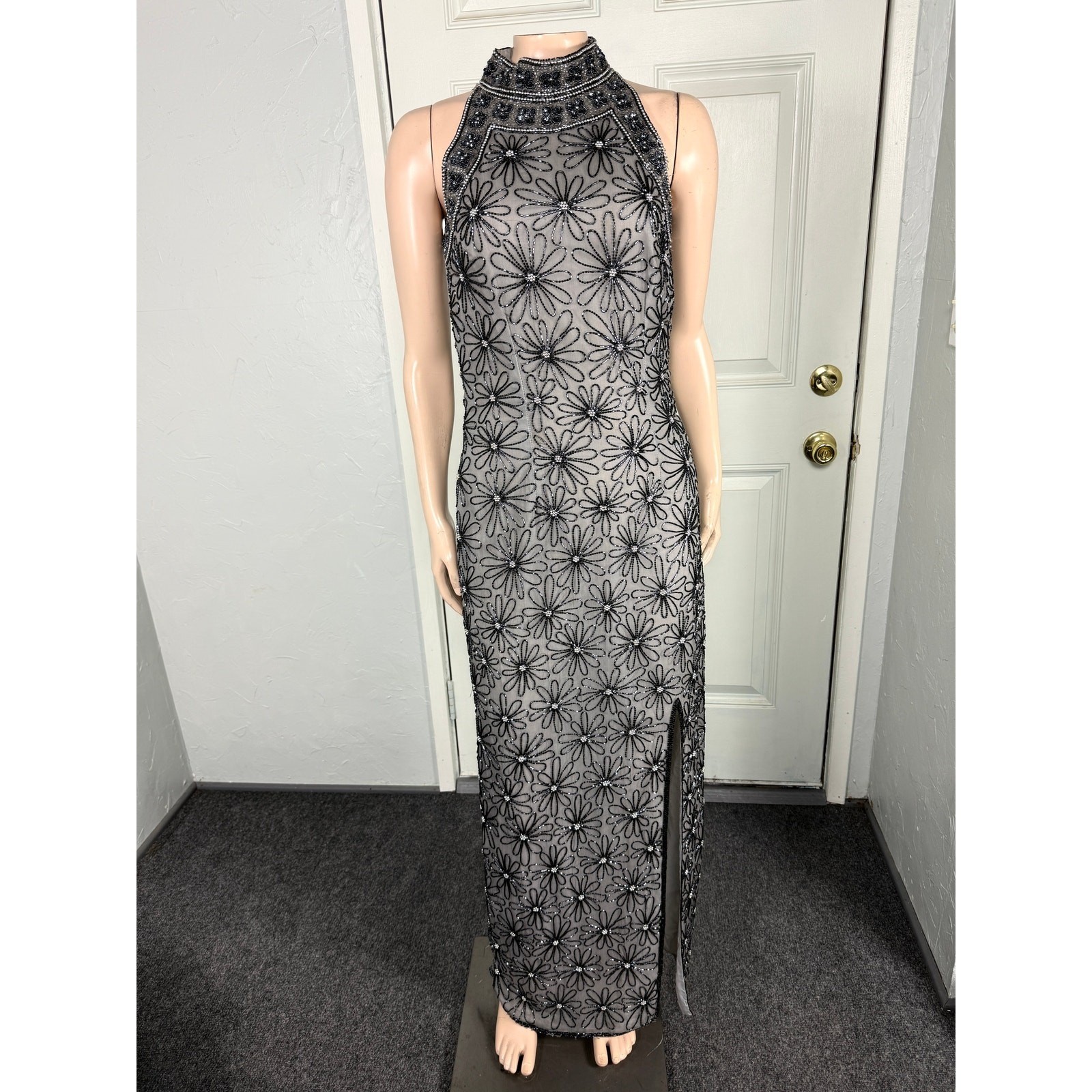 Y2K Vintage Dress Women&rsquo;s Adrianna Papell Boutique Evening Beaded Maxi Prom J15