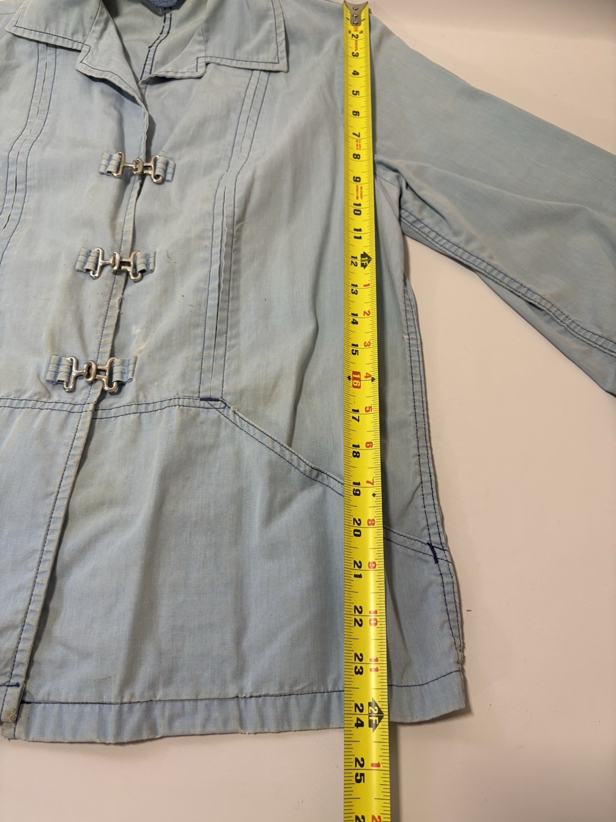 1960s White Stag Jean Jacket Light Weight Denim Anchor Buckle Front Women’s M/L