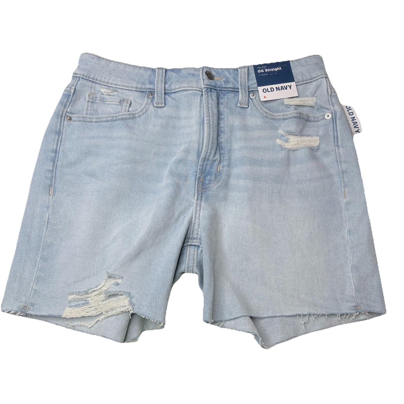 Old Navy OG Straight High Rise Denim Blue Jean Shorts Size 6 Light Wash New NWT