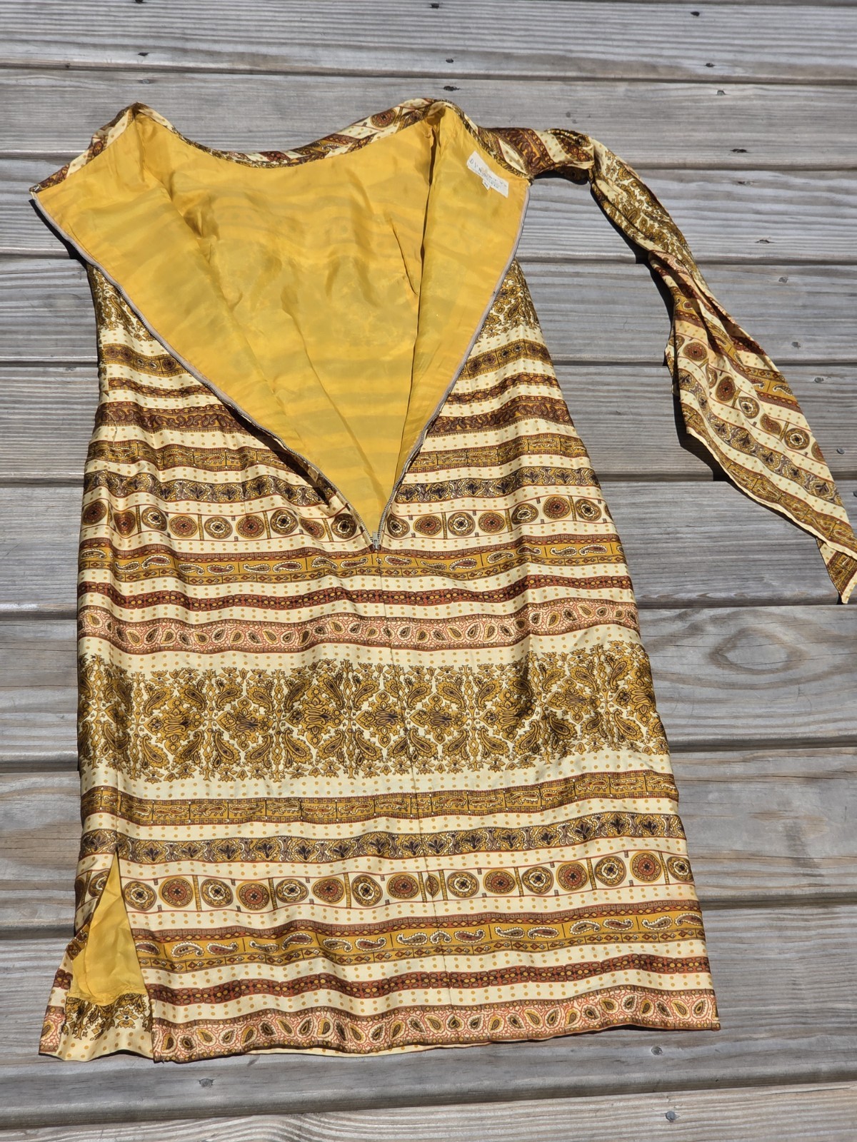 Vintage Dynasty Hong Kong One Shoulder Paisley Maxi Dress Size 10 Boho 70s Style