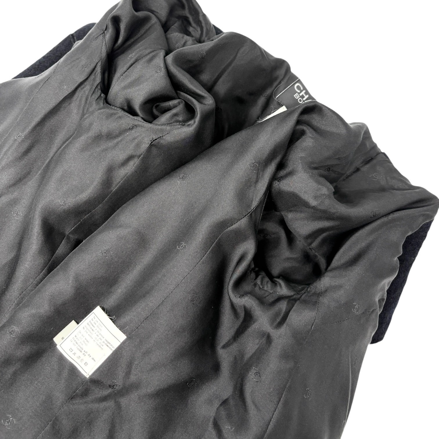 CHANEL Vintage 95A CC Mark Logo Jacket #38 Mohair Wool Black Gold Button