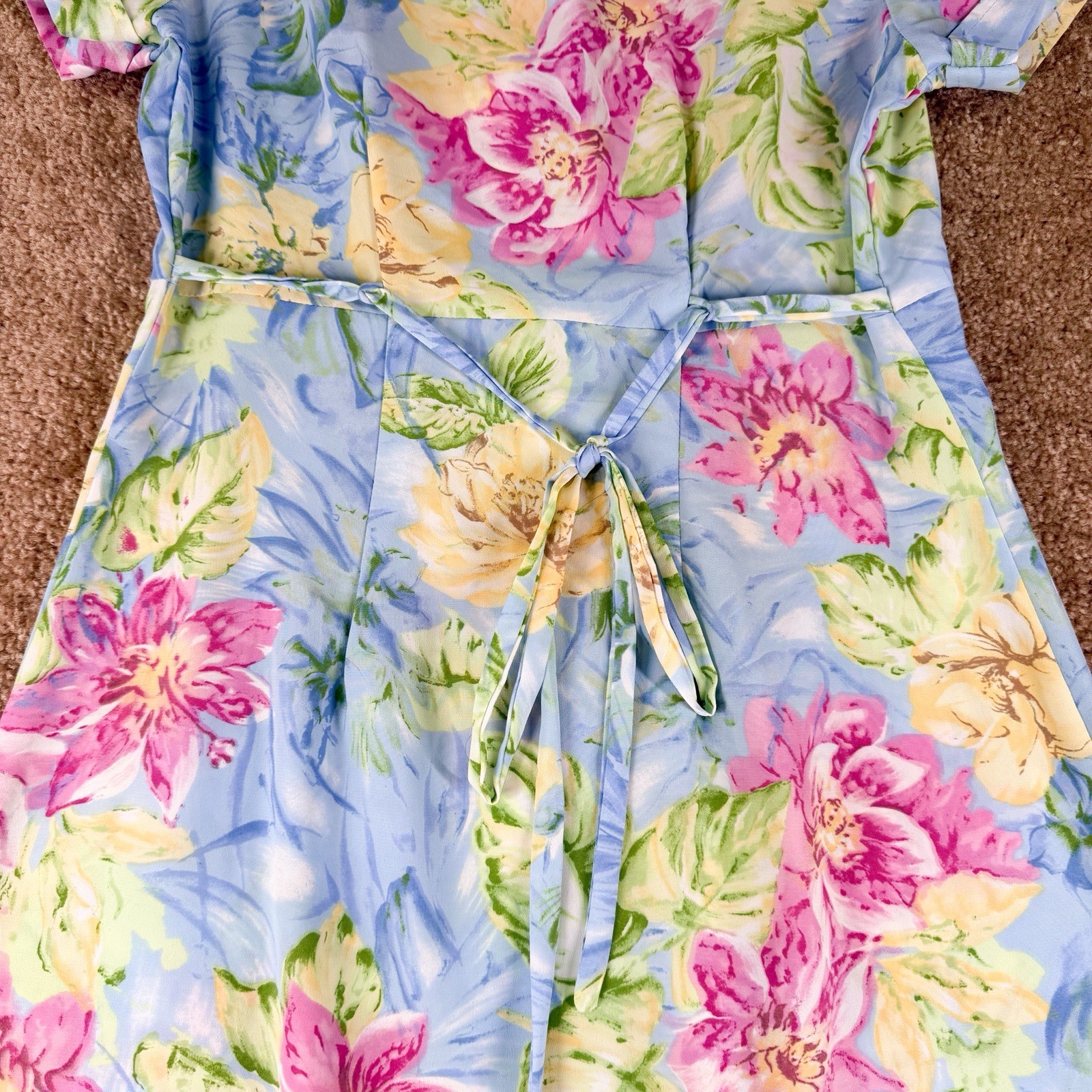 Vintage Joni Blair Blue Floral Button Up Dress Size 9/10