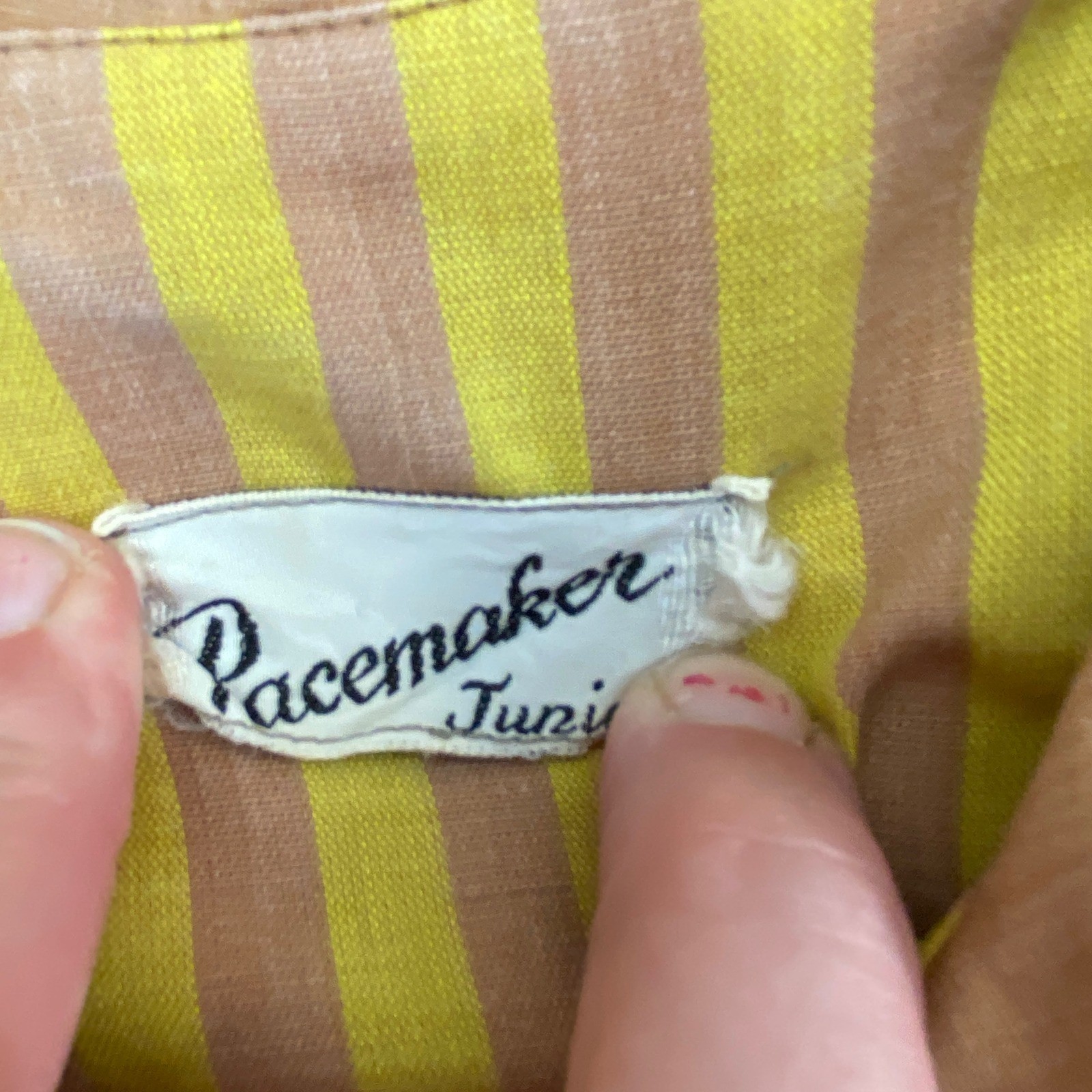 Vintage 60s Pacemaker Juniors Striped Drop Waist Pleated Dress Size XS Small Mod