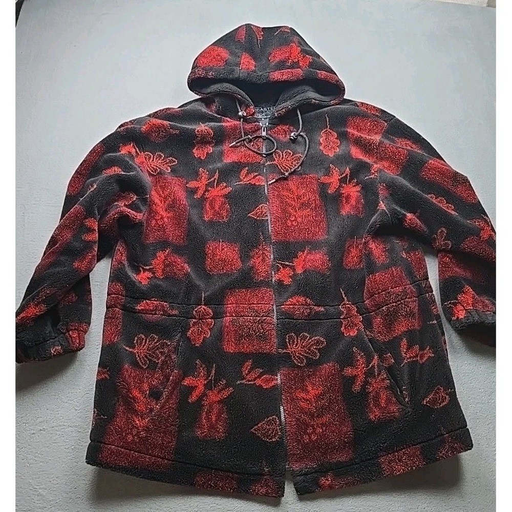 Forecaster Floral Fleece Jacket Hooded Small Full Zip Warm Cozy Vintage Women&rsquo;s