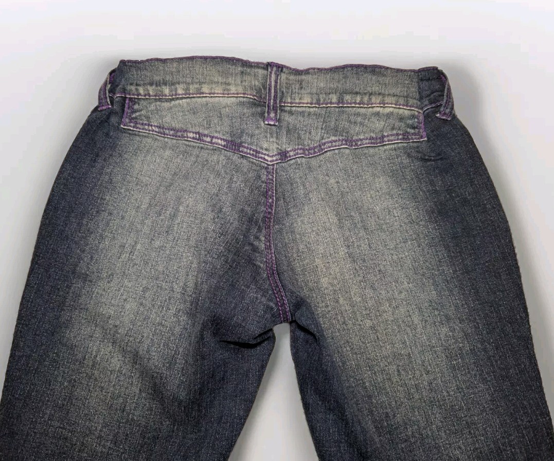 VANILLA STAR Purple STITCHED Low Rise Blue Jeans COOL DENIM Junior&rsquo;s 5 ALTERED