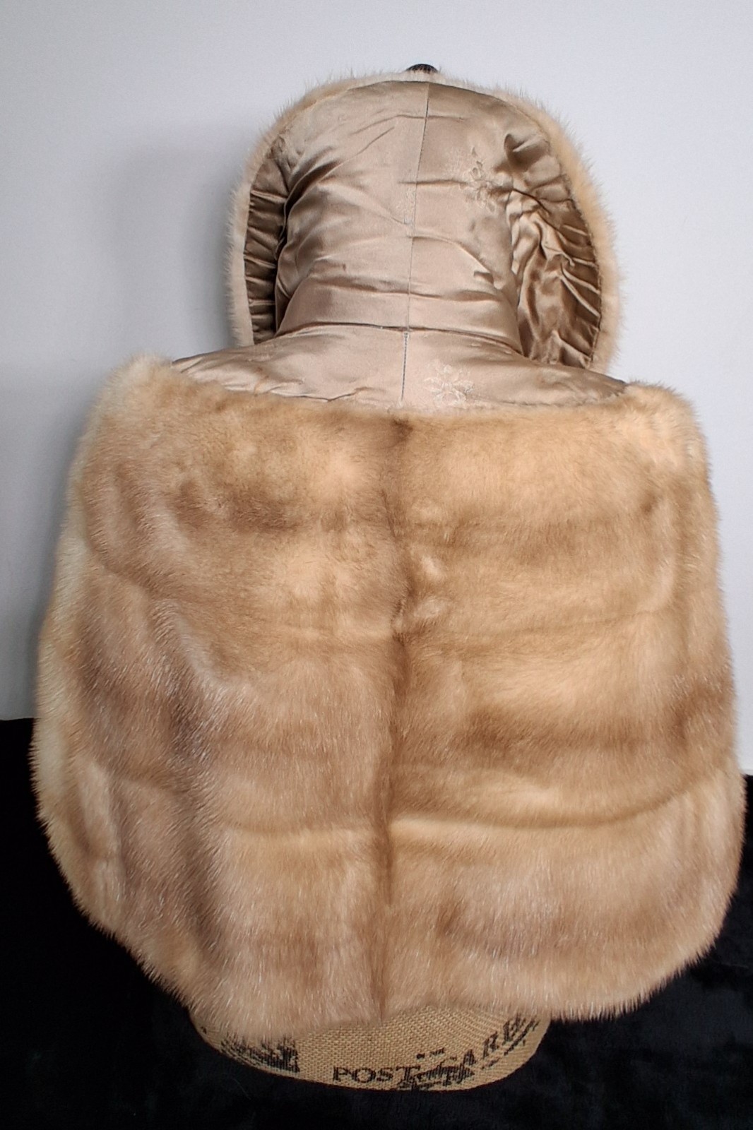 Vintage Custom Mink Fur Jacket Petite Small Shawl Collar Blonde Beige No Label