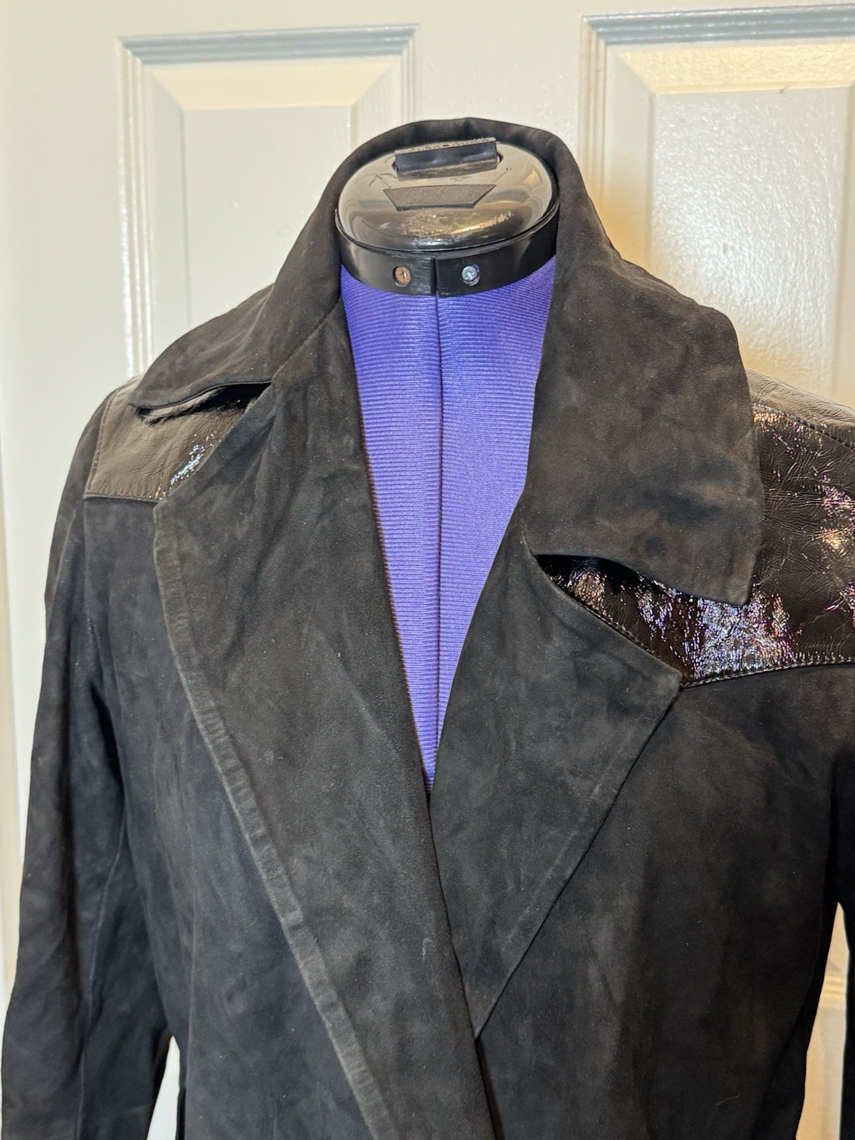 7 For All Mankind Faux Leather Trench Coat Jacket Women&rsquo;s XS Black Full Zip
