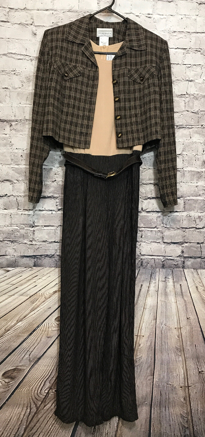 ED MICHAELS BY MELANIE DRUCKER Vintage Women&rsquo;s 2 Piece Jumpsuit w Jacket Size: 8
