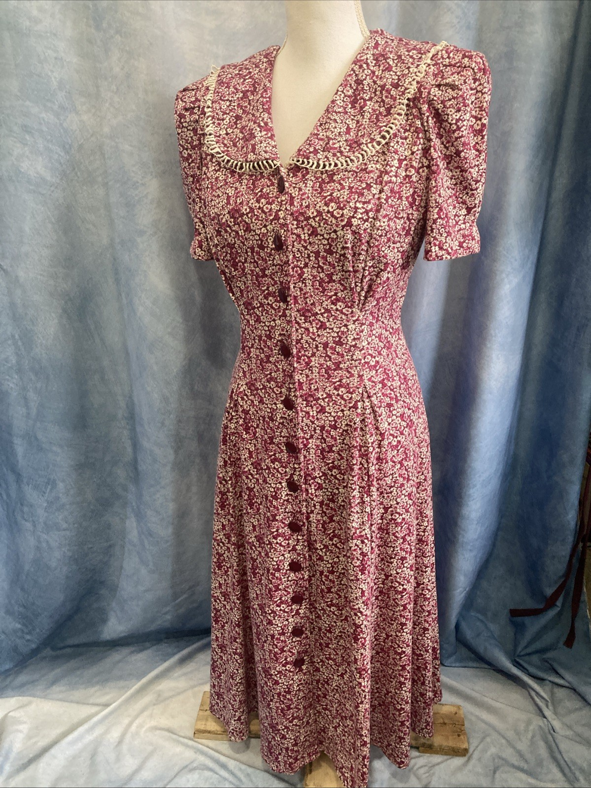 Vtg 80s Tabby of California Floral Button Down Midi Dress 12P EUC Cottagecore