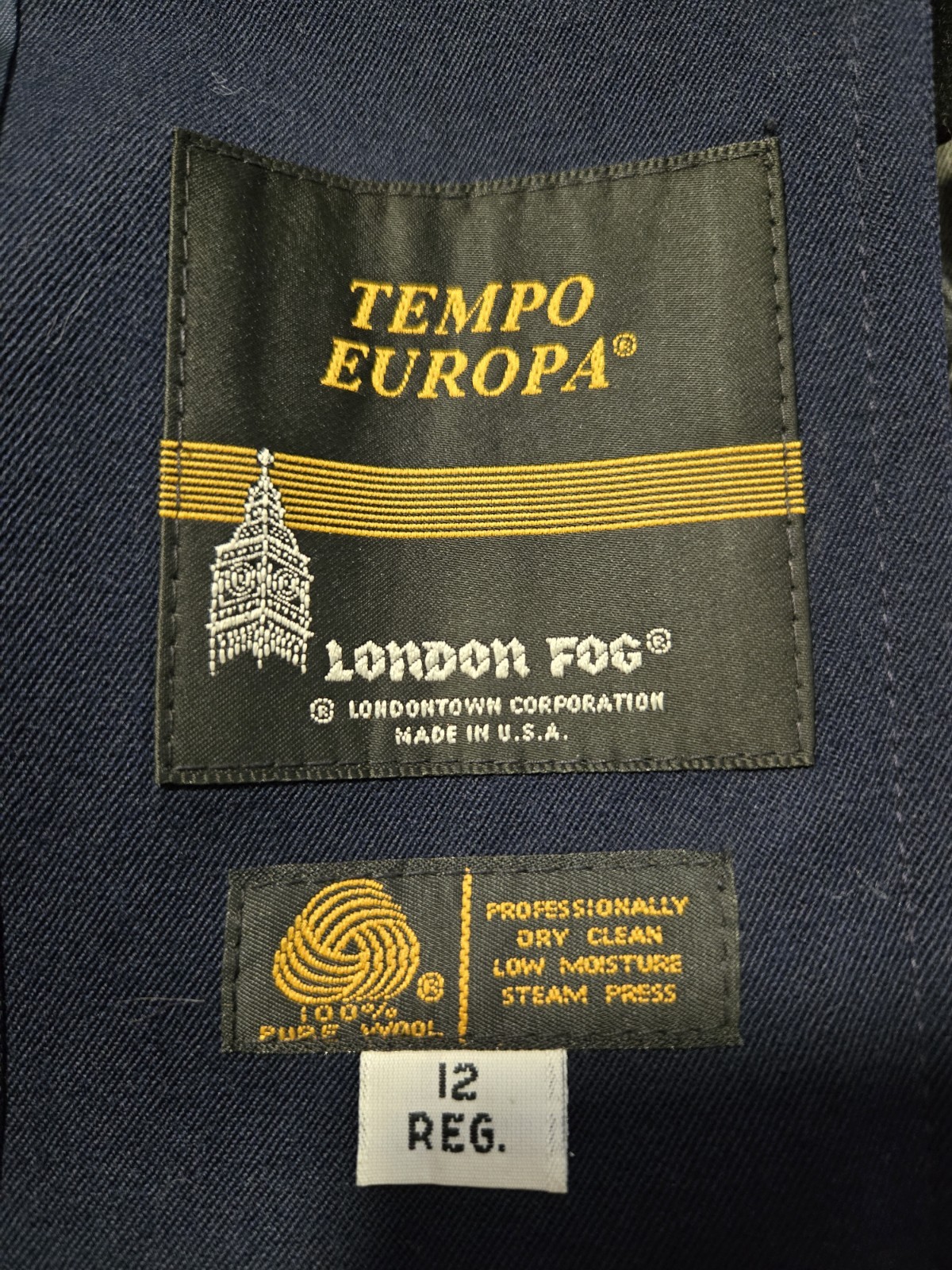 Vintage Tempo Europa London Fog 100% Wool Trench Coat Women&rsquo;s 12 Regular Blue