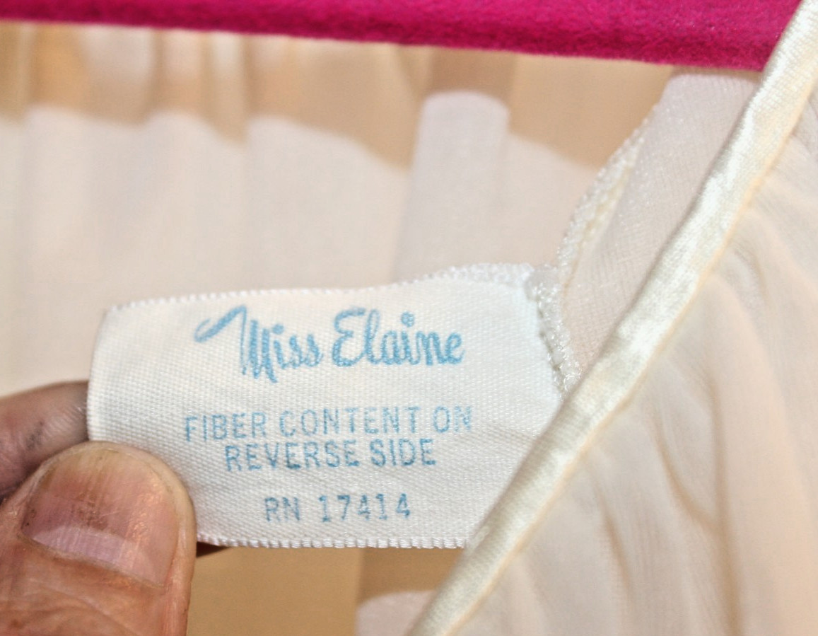 Vintage Peignoir Miss Elaine Babydoll Double Sheer Chiffon Robe Cream Bridal S