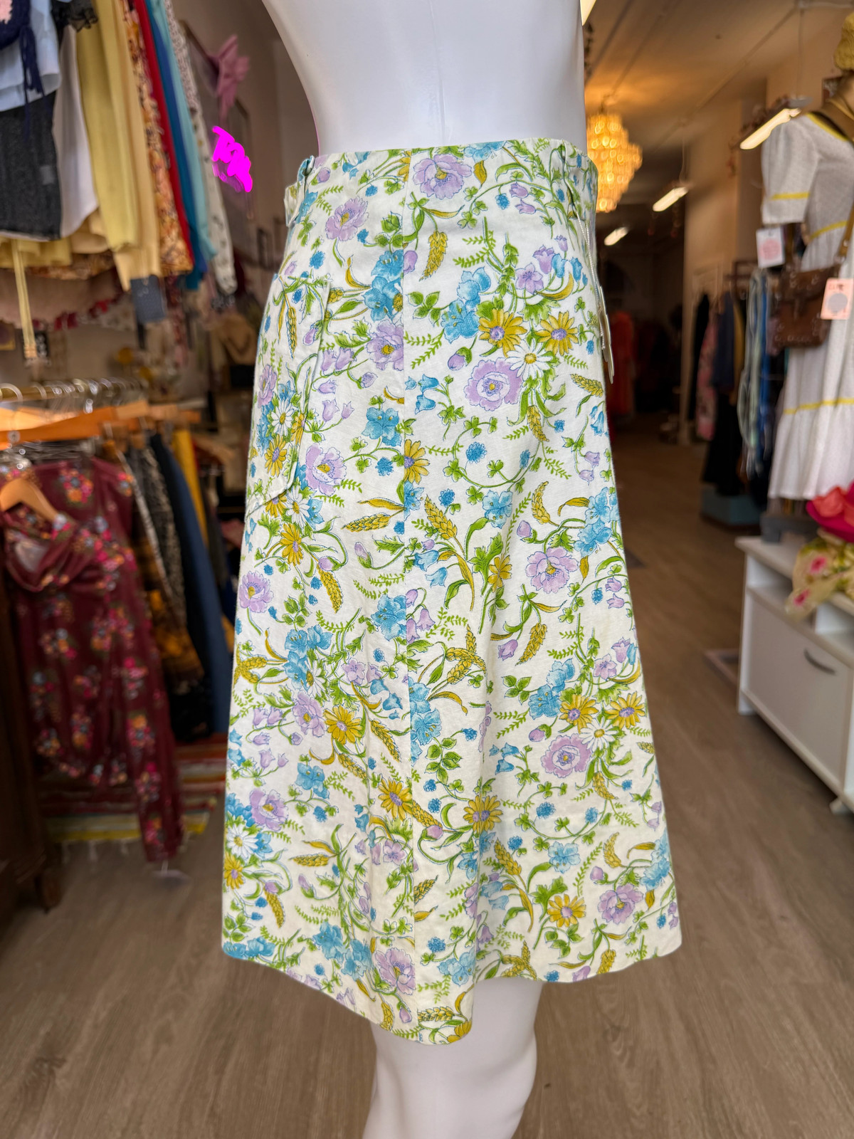 1960s Handmade Floral Mini Skirt
