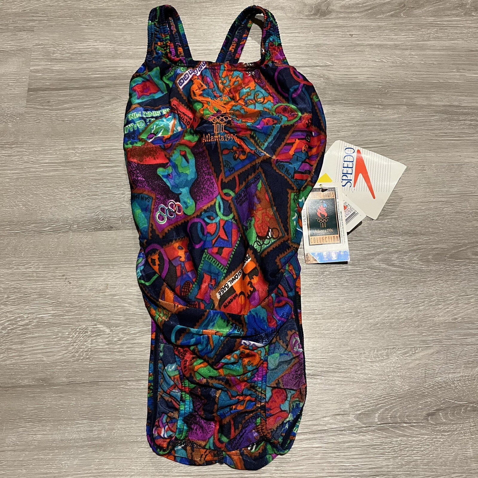 NWT Vintage Atlanta 1996 Speedo One Piece Swimsuit Size 32 All Over Print