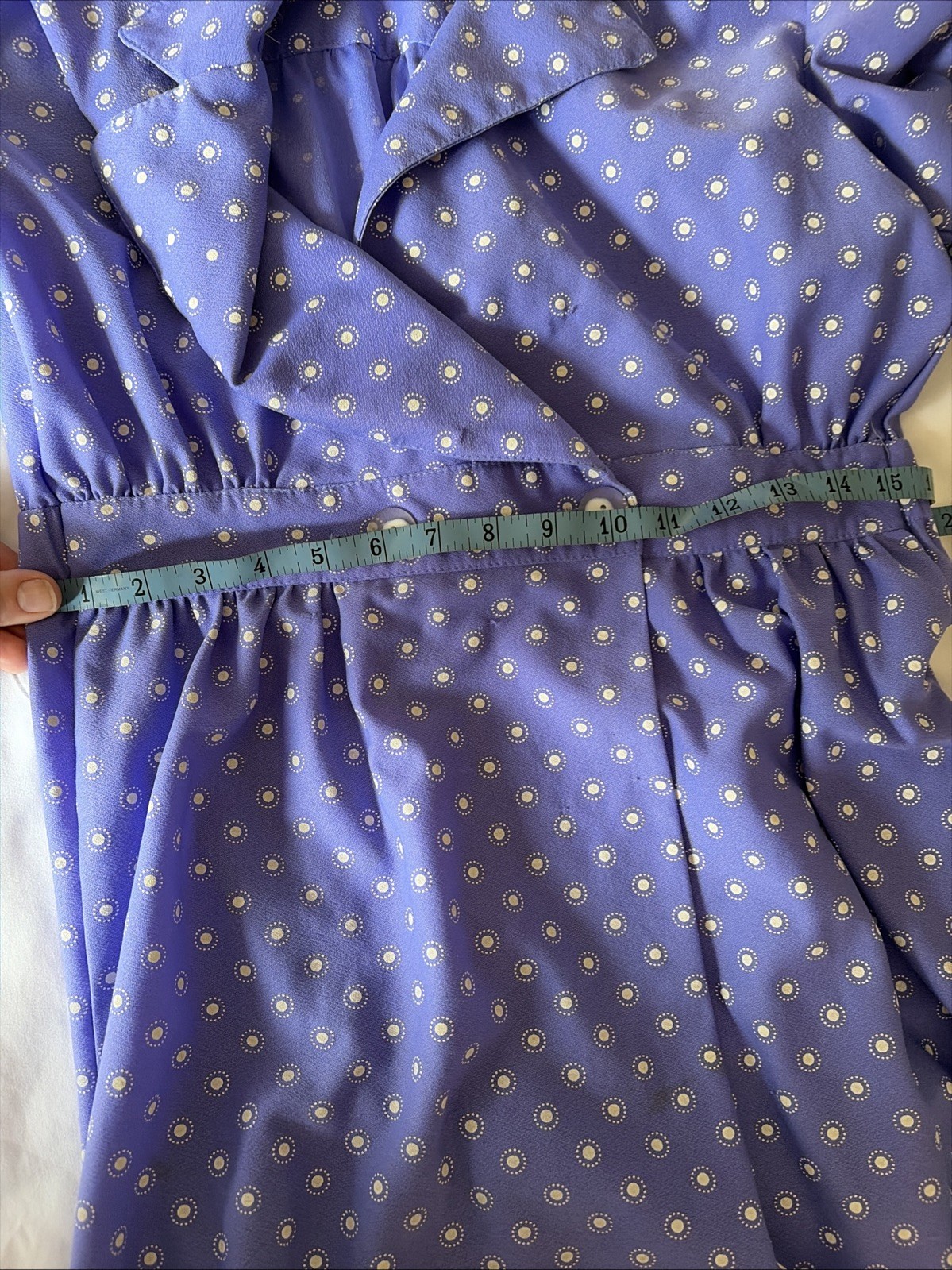 Purple Polka Dot Dress Polyester Size M Made In USA Vintage 80s 40s revival