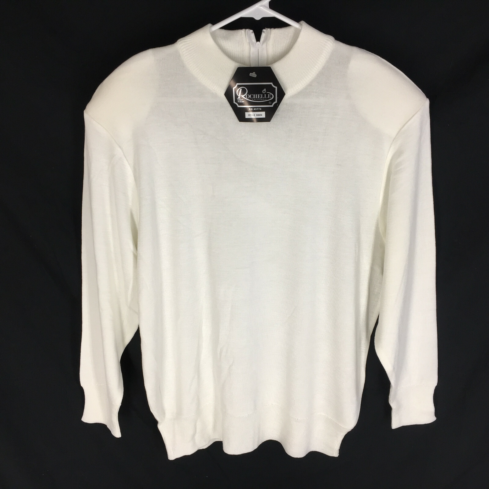 NEW VTG Rochelle California Sweater Size Large Shoulder Pads Pinup Retro White