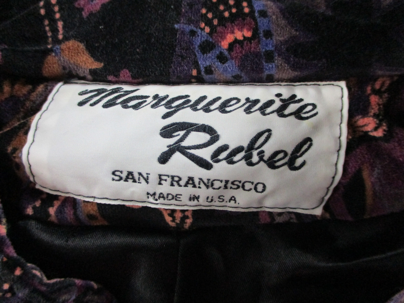 VINTAGE Marguerite Rubel Jacket Womens 2X Purple Paisley Abstract Bomber Velvet