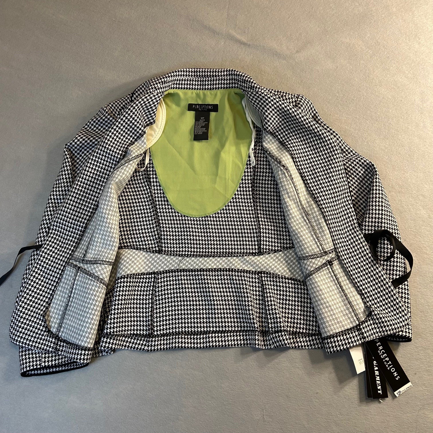 Vintage NWT Petite Perceptions Women’s 12 P Blazer Suit Jacket Houndstooth Work