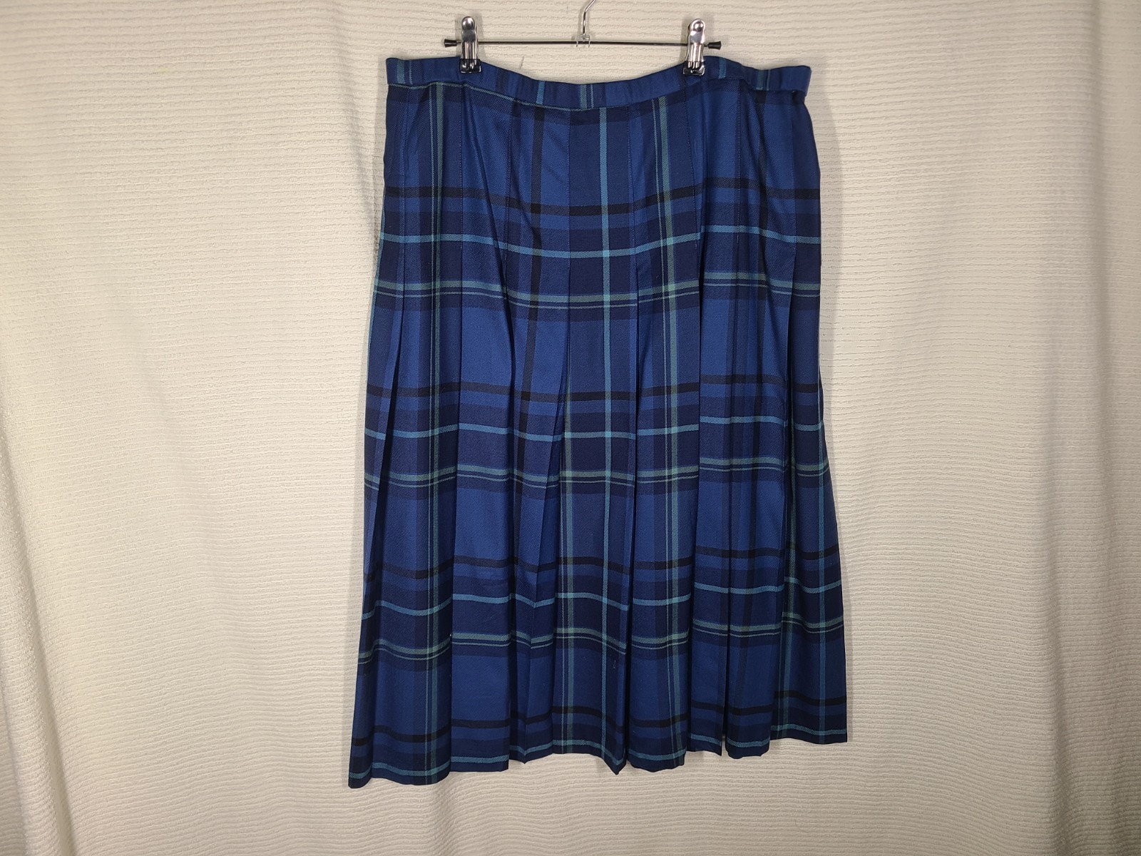 Pendleton Pleated Skirt Plus Size 18W New w Tags Blue Plaid 100% Wool Classic