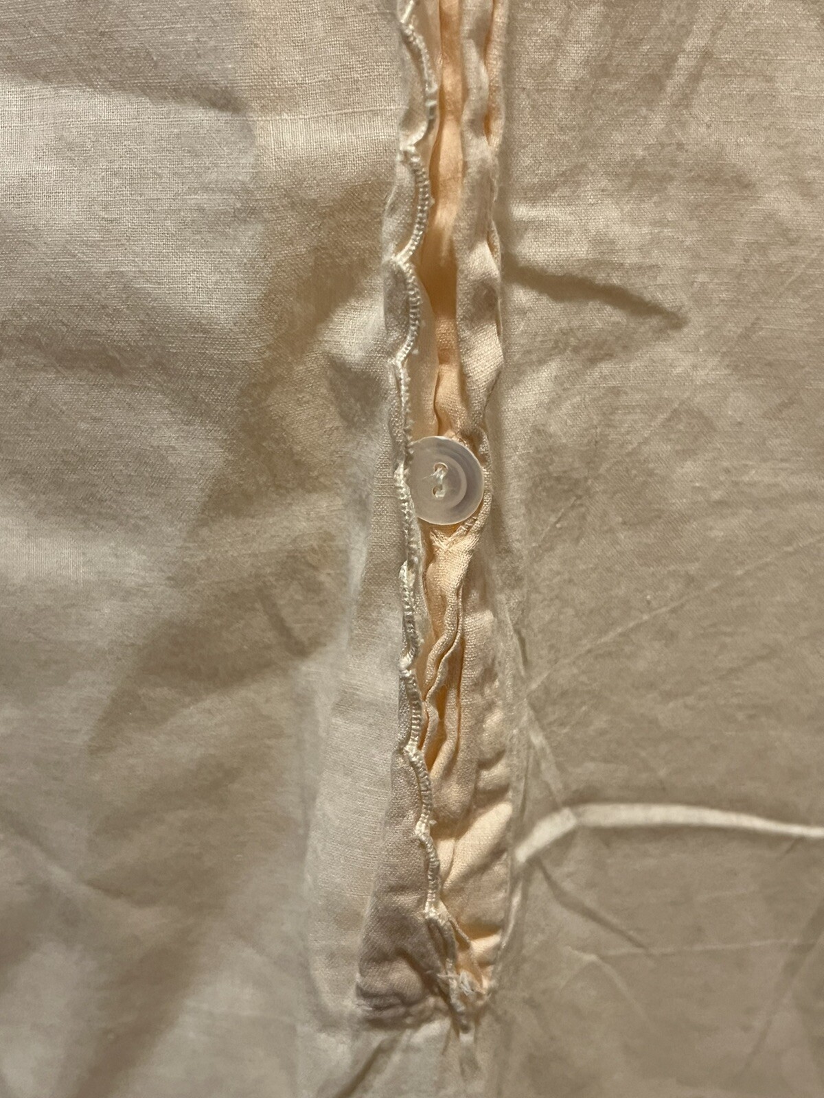 Eastern Isles Hand Made Sheer Cotton Nightgown Light Peach With Embroidery L/S W