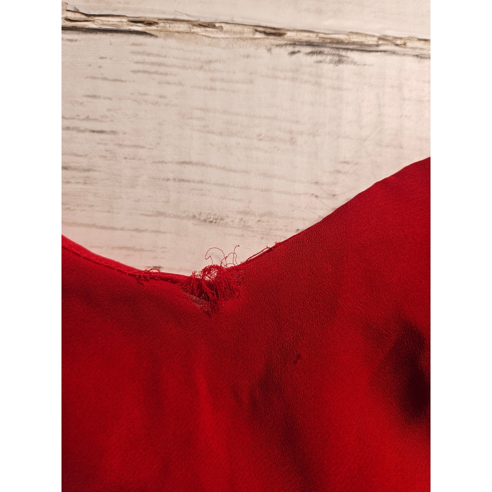 Vintage Breakin Loose Red Ruffle V-Neck Midi Dress Sleeveless 9/10 Made in USA