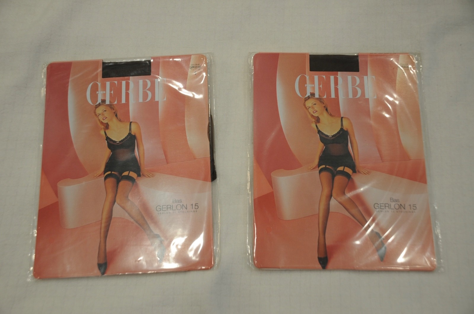 Vintage Gerbe Nylon Stockings Size S, 2 Pair, Cappuccino