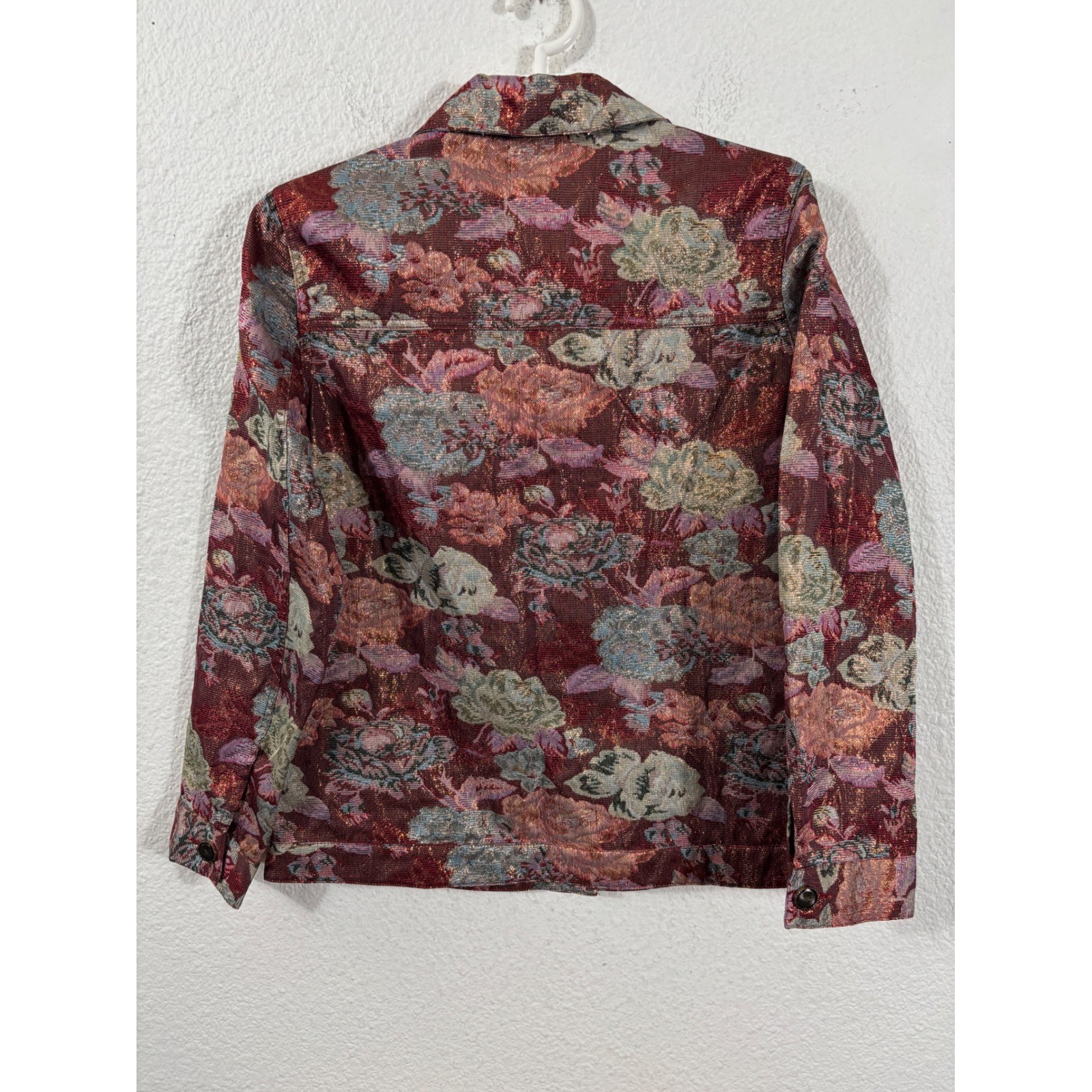 Bedford Fair Jacket Womens L Multicolor Vintage Y2K Metallic Floral Cottagecore