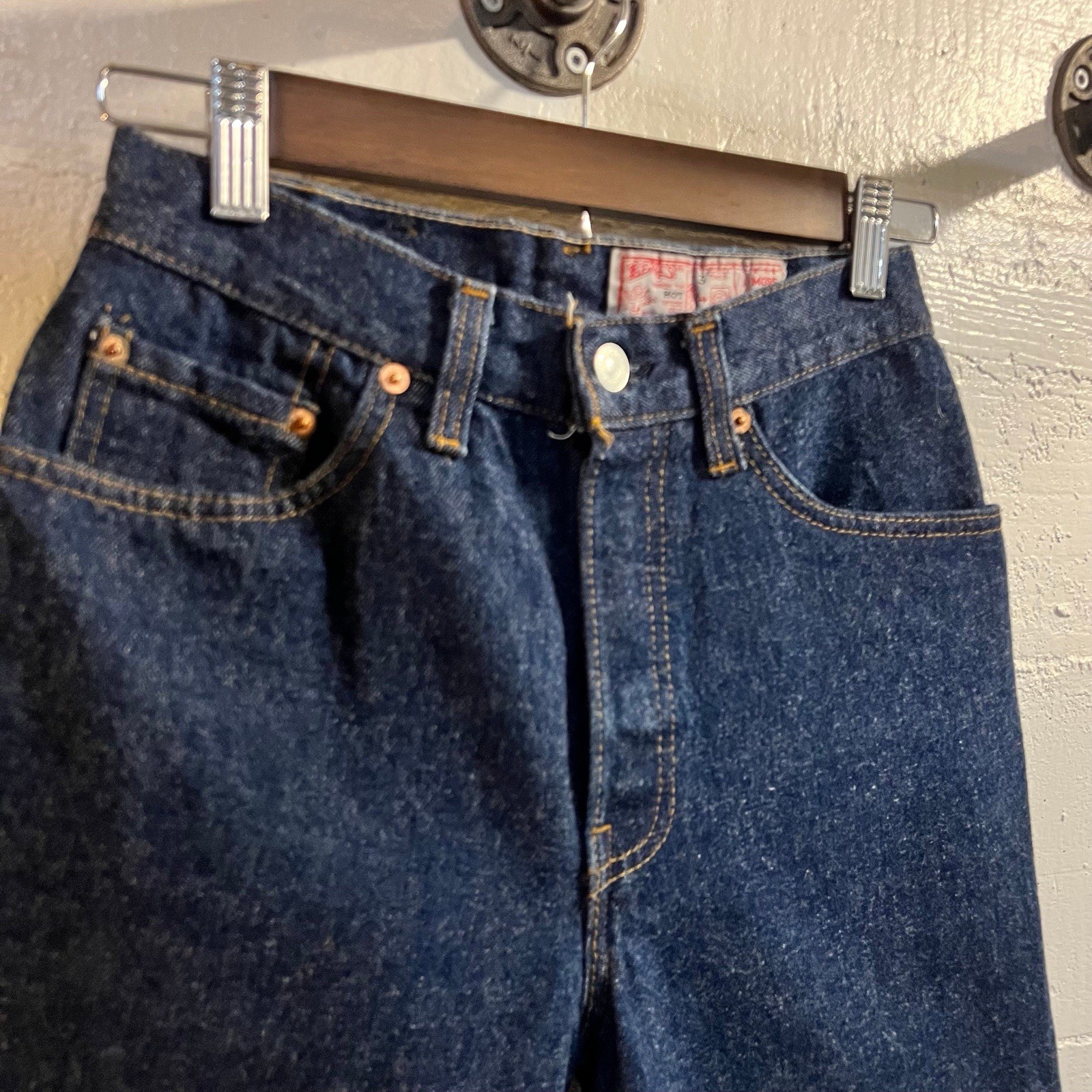 Vintage 1980&rsquo;s Levi 501 STF Long Cutoff Denim Shorts Size (29) 25&Prime; Made In USA