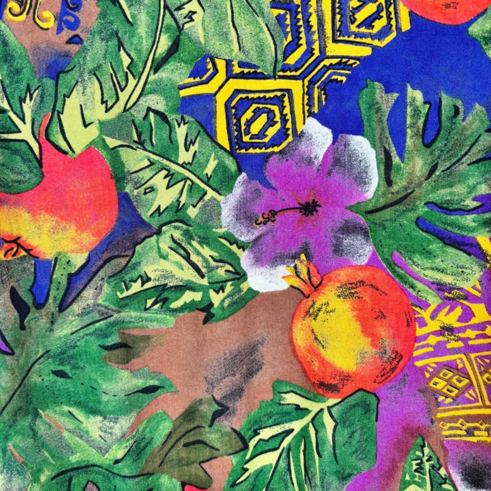 PS Illustrations Vintage Tropical Fruit Floral Cropped Jacket Purple Multicolor
