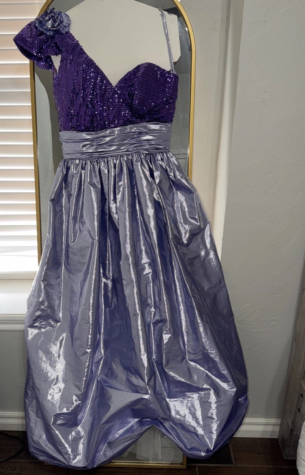 Vintage Alyce Designs 80s Sequin W/ Metallic Skirt Prom Party Dress 12