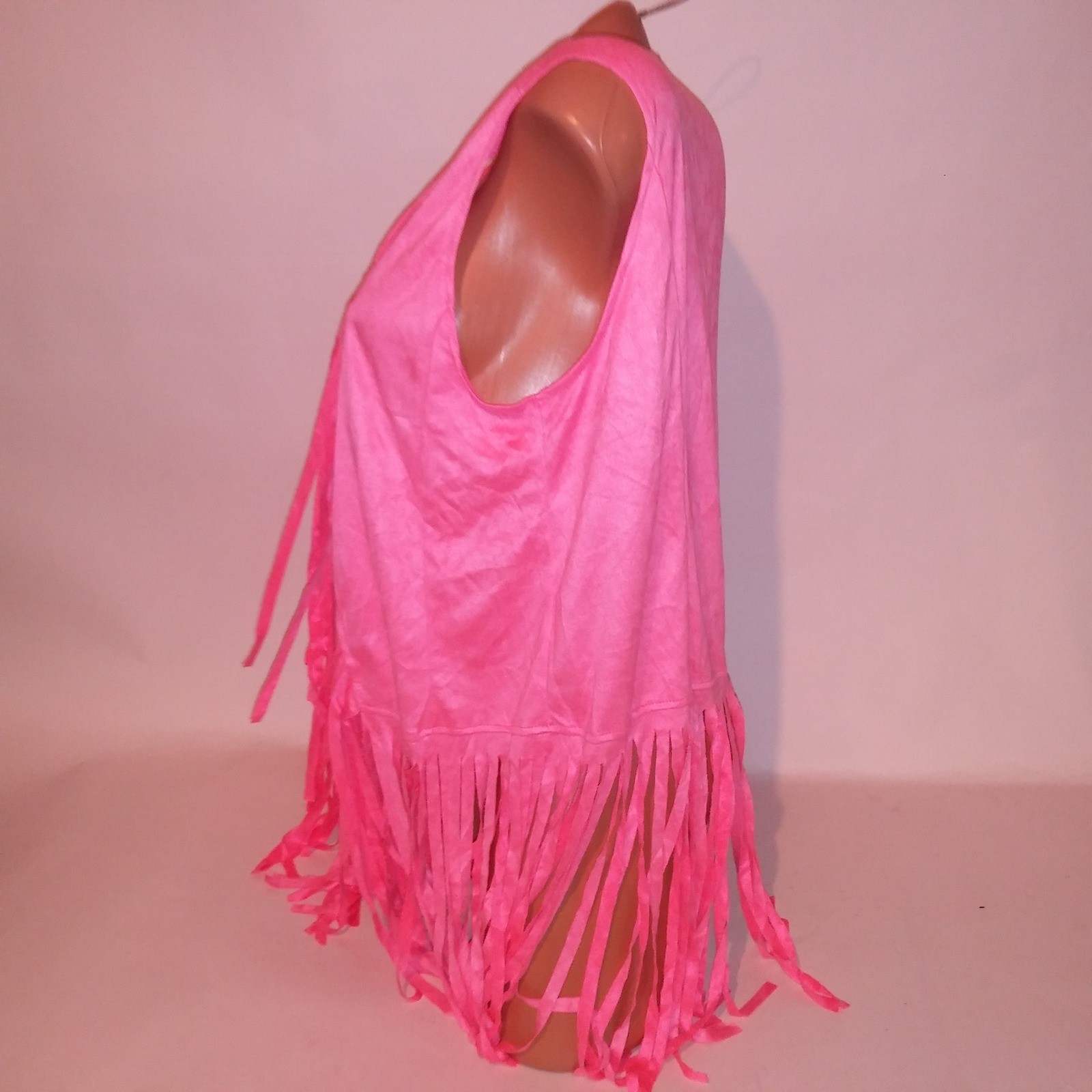 Halloween Costume 2X Pink Vest Fringe Rodeo Barbie Solid Cowboy Girly
