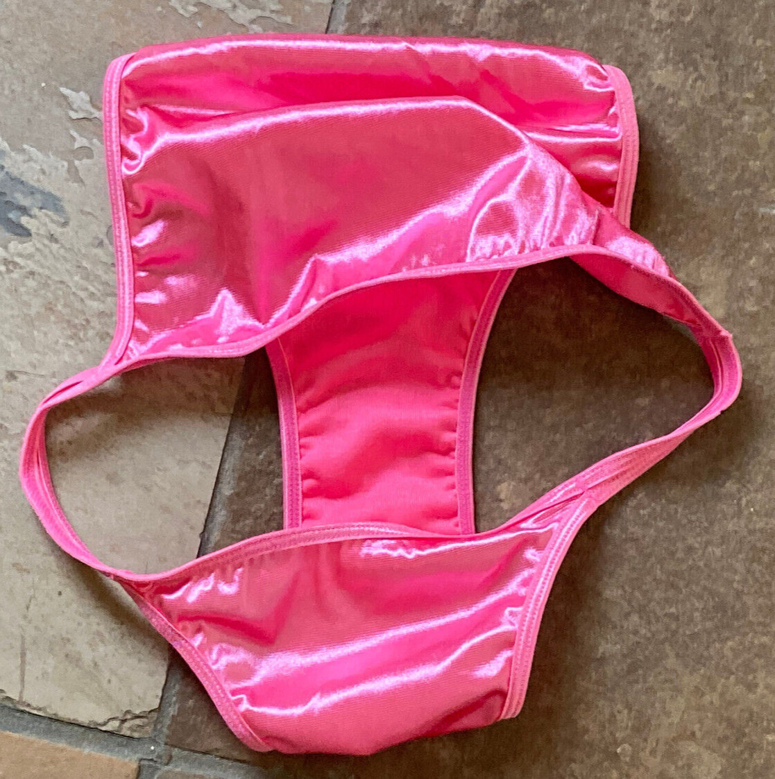 Bubble Gum PINK 10/3XL Double String Hi Shine Second Skin Hi Cut String Panties