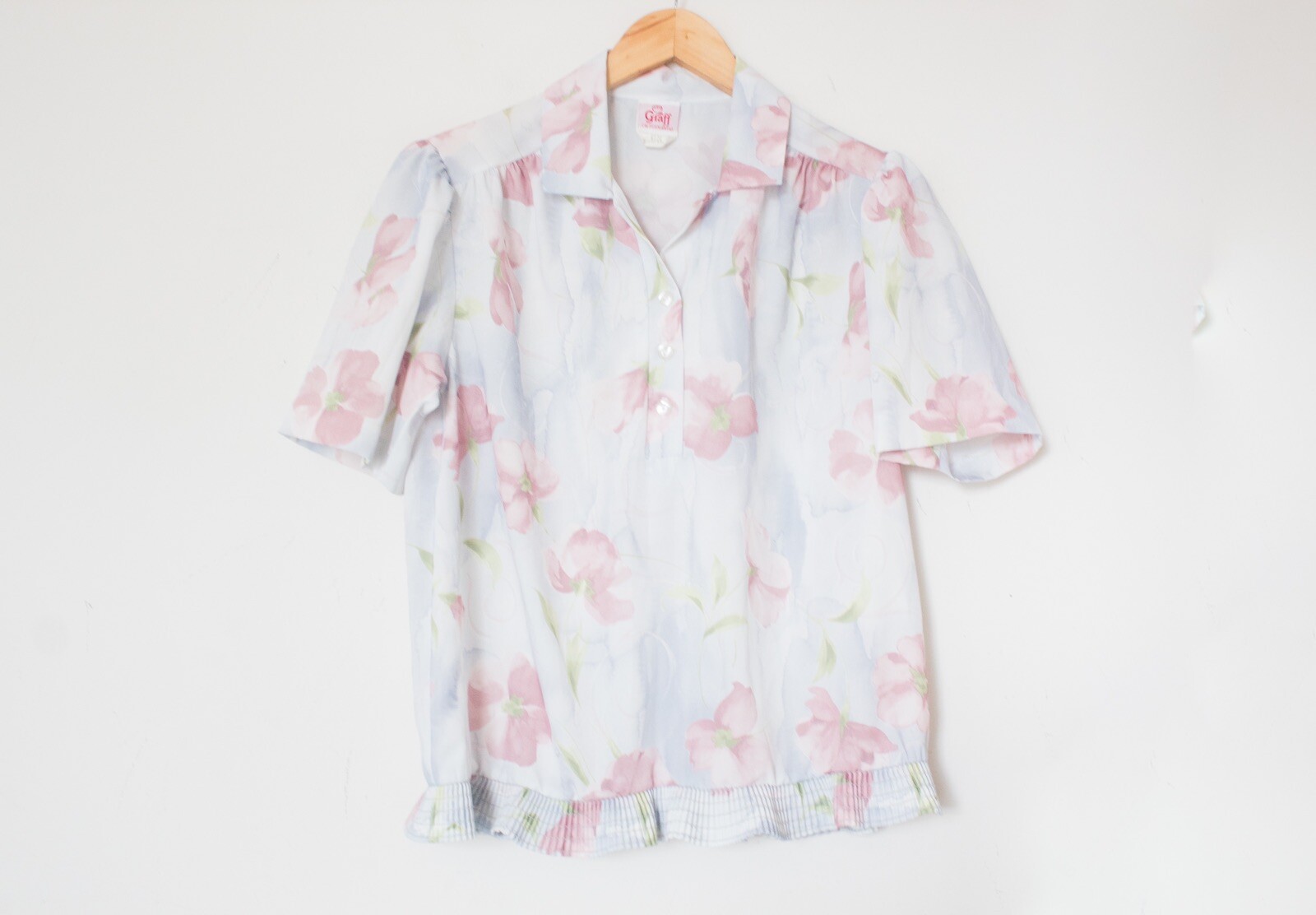 Graff Californiawear | Vintage 70&rsquo;s Floral Cottage Short Sleeve Blouse | Size 8