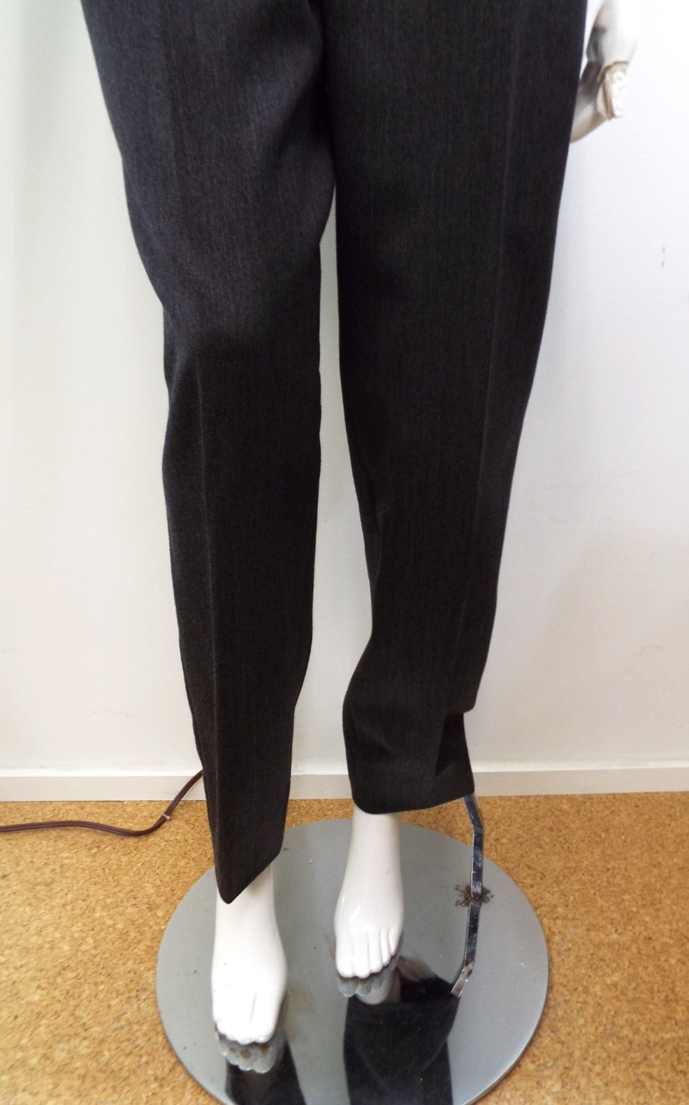 Vintage 1980s Claude Montana Gray Wool Pant Suit Jacket Blazer Shoulder Pads SM