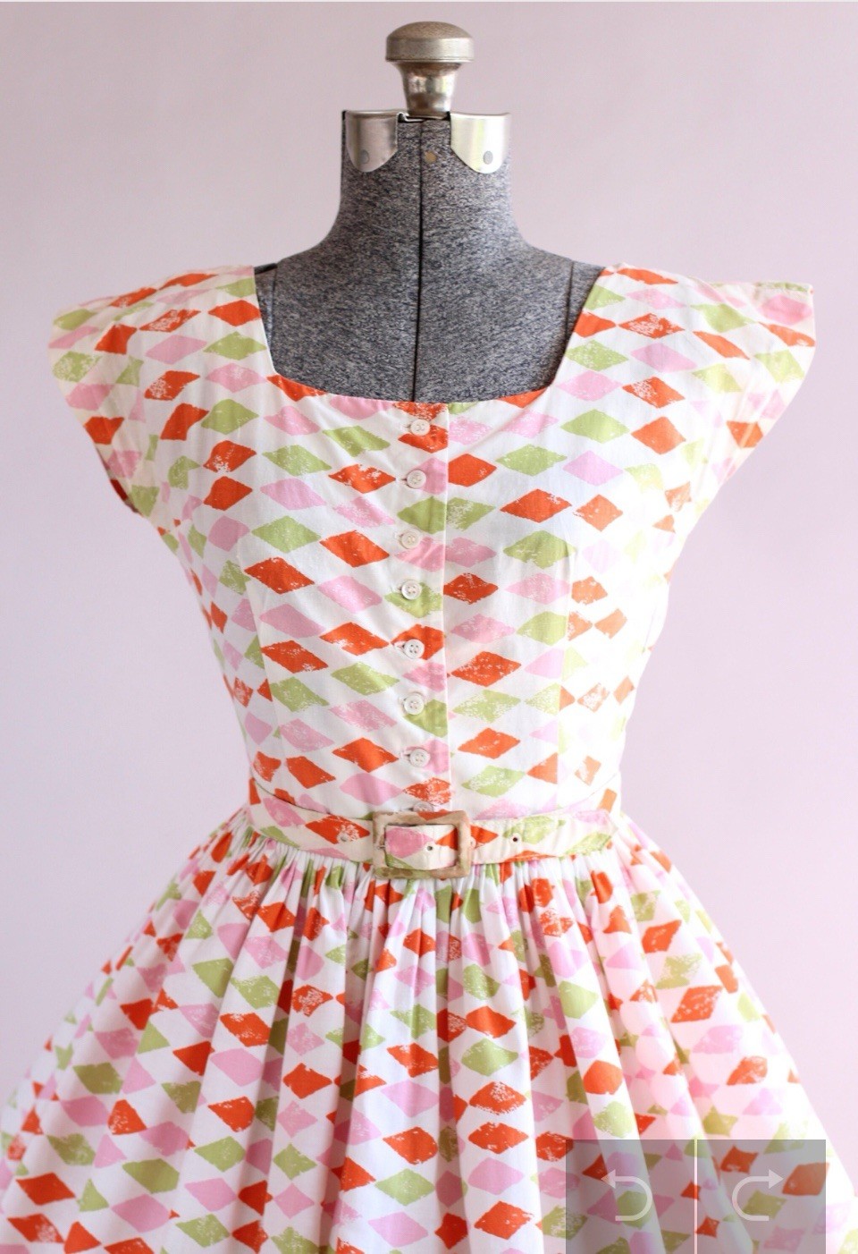 Vintage 1950s Rare Jonathan Logan Harlequin Print Dress XS/S