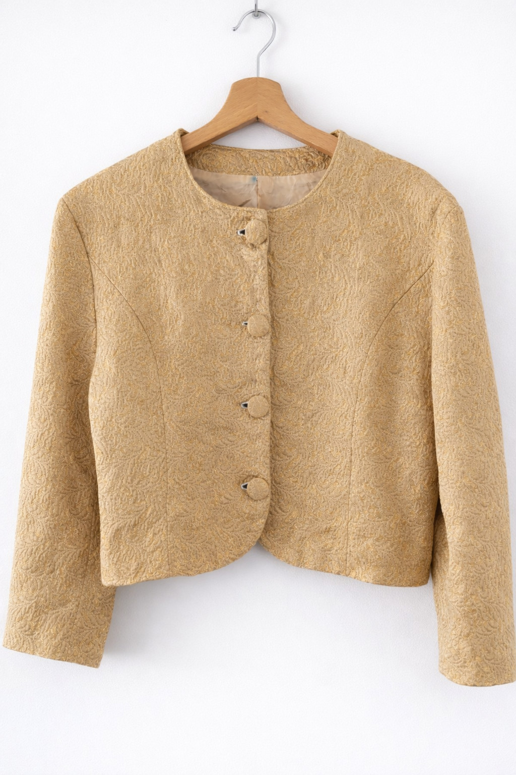 True Vintage Brocade Blazer Gold Champagne Baroque 80s 90s Size L M