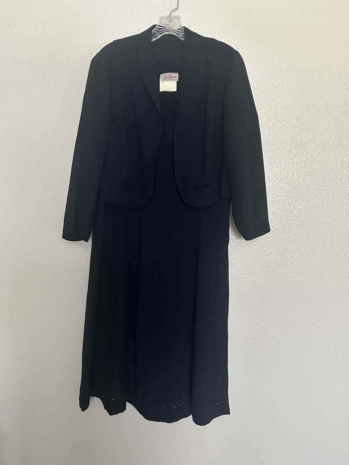 VTG 1950&rsquo;s Lane Bryant Navy Blue 2 pc. Midi Dress & Jacket Pleated Bows Union 40