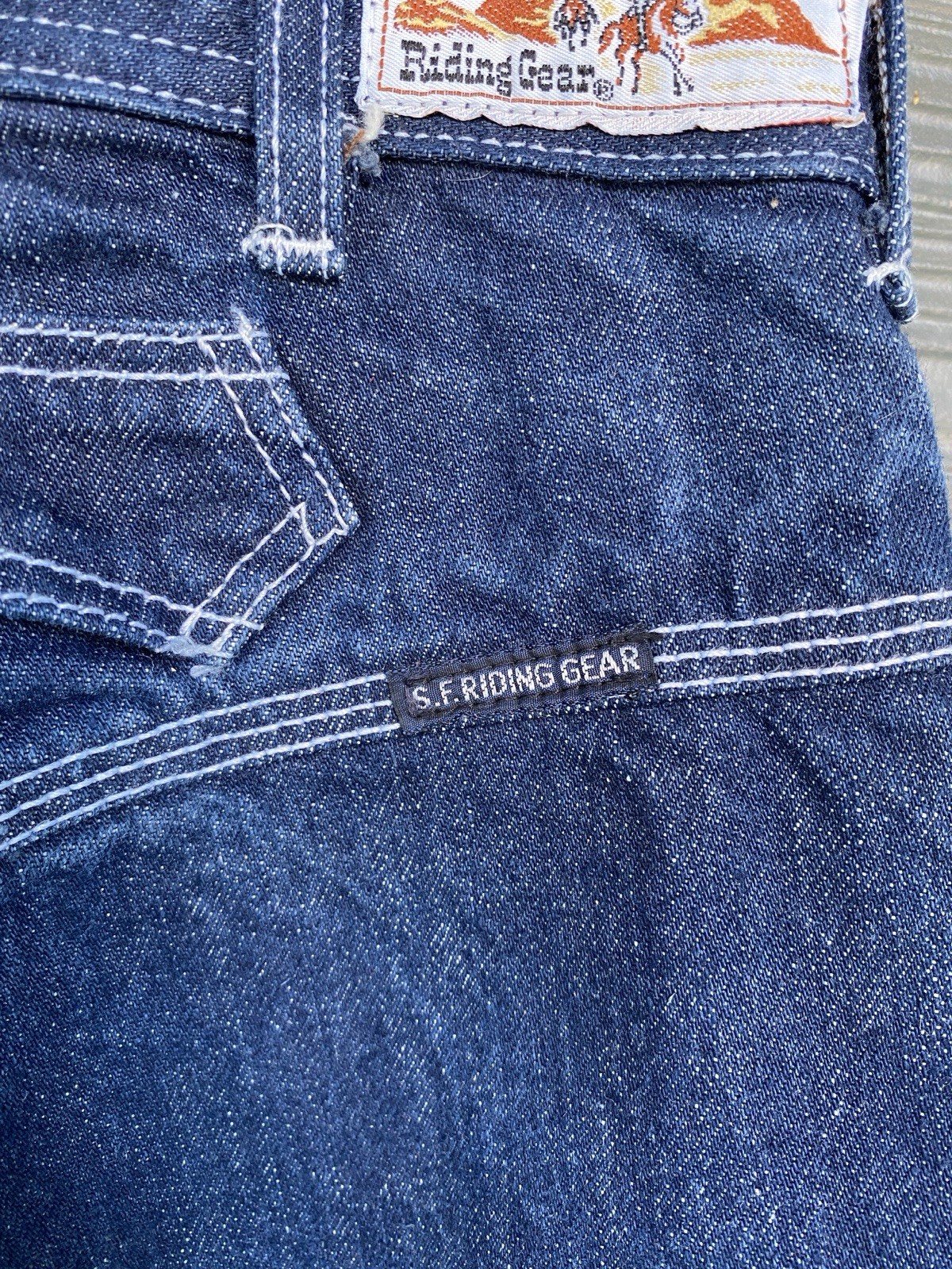 Vintage 70s San Francisco Riding Gear Wide Leg Western Jeans 25in Waist *LONG*