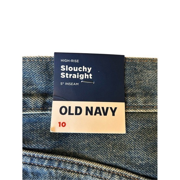 NWT Old Navy High Rise Slouchy Straight Denim Shorts Size 10